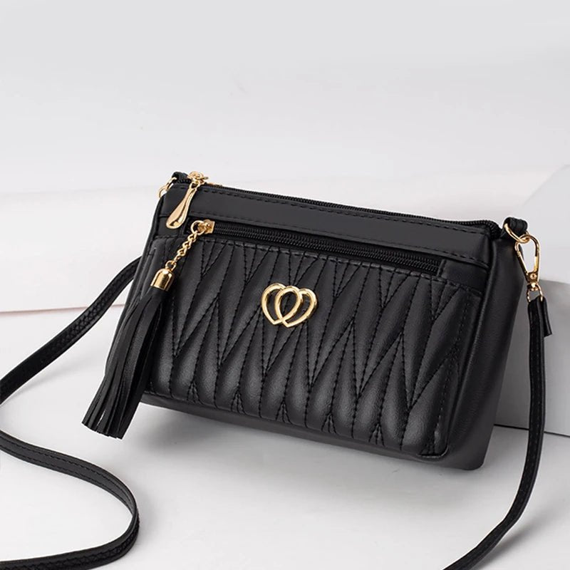PU Leather Crossbody Bags Zipper New Fashion Shoulder Bag for Women Large Capacity Tassel Thread Small Purse and Handbags - Chic Cart