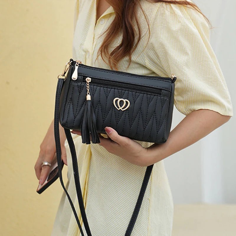 PU Leather Crossbody Bags Zipper New Fashion Shoulder Bag for Women Large Capacity Tassel Thread Small Purse and Handbags - Chic Cart