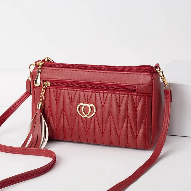 PU Leather Crossbody Bags Zipper New Fashion Shoulder Bag for Women Large Capacity Tassel Thread Small Purse and Handbags - Chic Cart