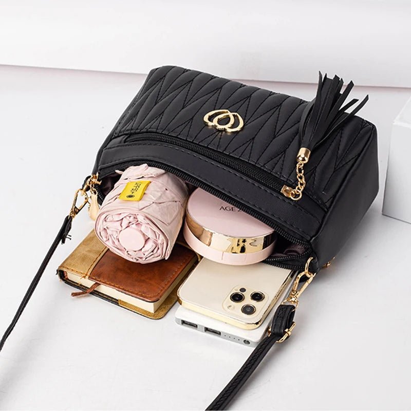 PU Leather Crossbody Bags Zipper New Fashion Shoulder Bag for Women Large Capacity Tassel Thread Small Purse and Handbags - Chic Cart