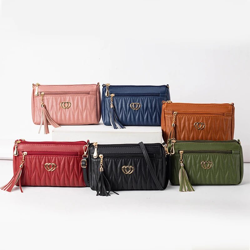 PU Leather Crossbody Bags Zipper New Fashion Shoulder Bag for Women Large Capacity Tassel Thread Small Purse and Handbags - Chic Cart