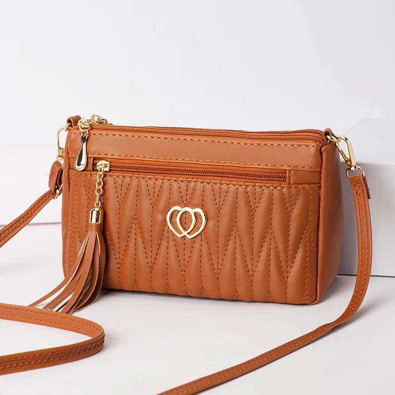 PU Leather Crossbody Bags Zipper New Fashion Shoulder Bag for Women Large Capacity Tassel Thread Small Purse and Handbags - Chic Cart