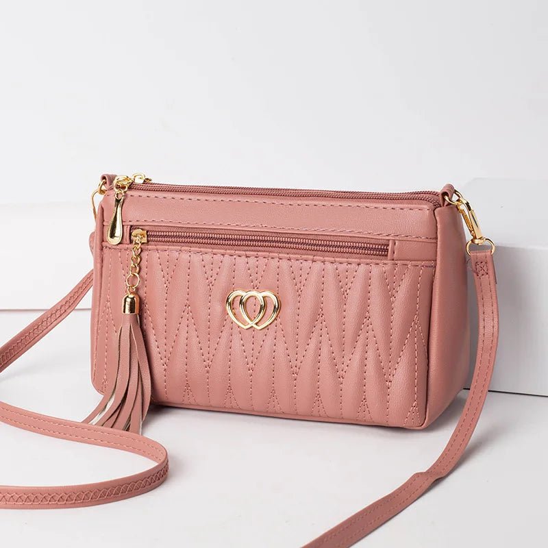 PU Leather Crossbody Bags Zipper New Fashion Shoulder Bag for Women Large Capacity Tassel Thread Small Purse and Handbags - Chic Cart