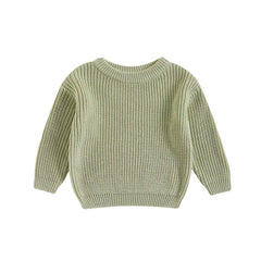 Cute Toddler Unisex Cable Knit Sweater Warm Cozy Round Neck Long Sleeve Pullover Jumper for Autumn Winter Season - Chic Cart