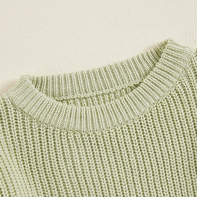 Cute Toddler Unisex Cable Knit Sweater Warm Cozy Round Neck Long Sleeve Pullover Jumper for Autumn Winter Season - Chic Cart