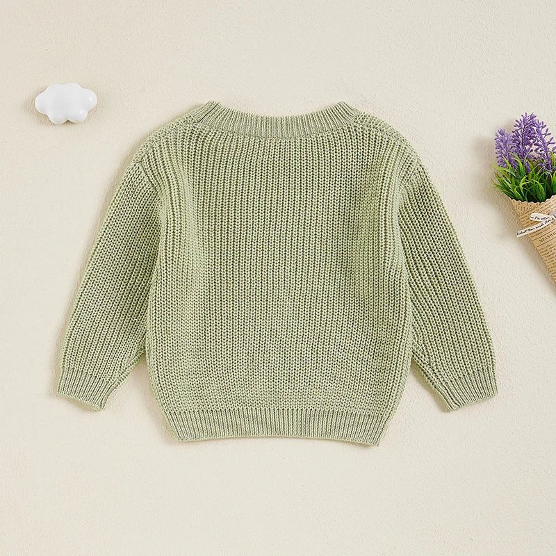 Cute Toddler Unisex Cable Knit Sweater Warm Cozy Round Neck Long Sleeve Pullover Jumper for Autumn Winter Season - Chic Cart