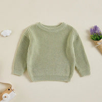 Cute Toddler Unisex Cable Knit Sweater Warm Cozy Round Neck Long Sleeve Pullover Jumper for Autumn Winter Season - Chic Cart
