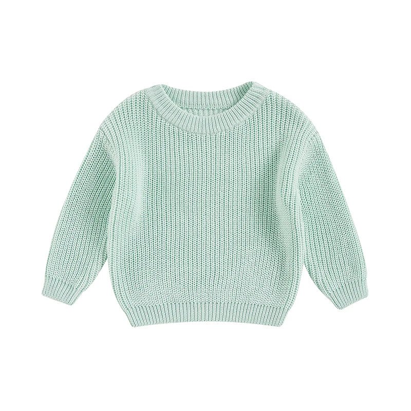 Cute Toddler Unisex Cable Knit Sweater Warm Cozy Round Neck Long Sleeve Pullover Jumper for Autumn Winter Season - Chic Cart