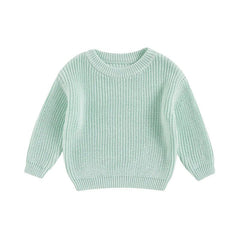Cute Toddler Unisex Cable Knit Sweater Warm Cozy Round Neck Long Sleeve Pullover Jumper for Autumn Winter Season - Chic Cart