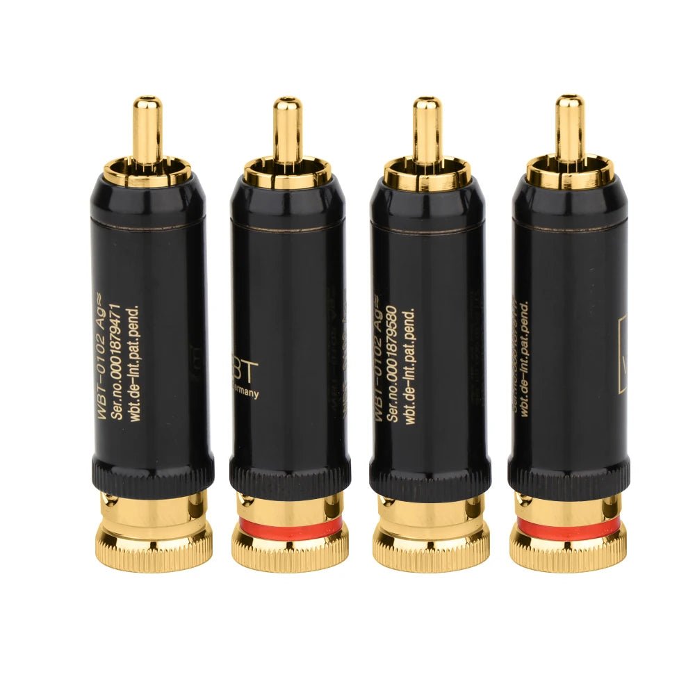 HIFI 4Pcs 0102Ag Gold/Rhodium plated rca plug for audio signal cable rca connector audio terminal RCA head - Chic Cart