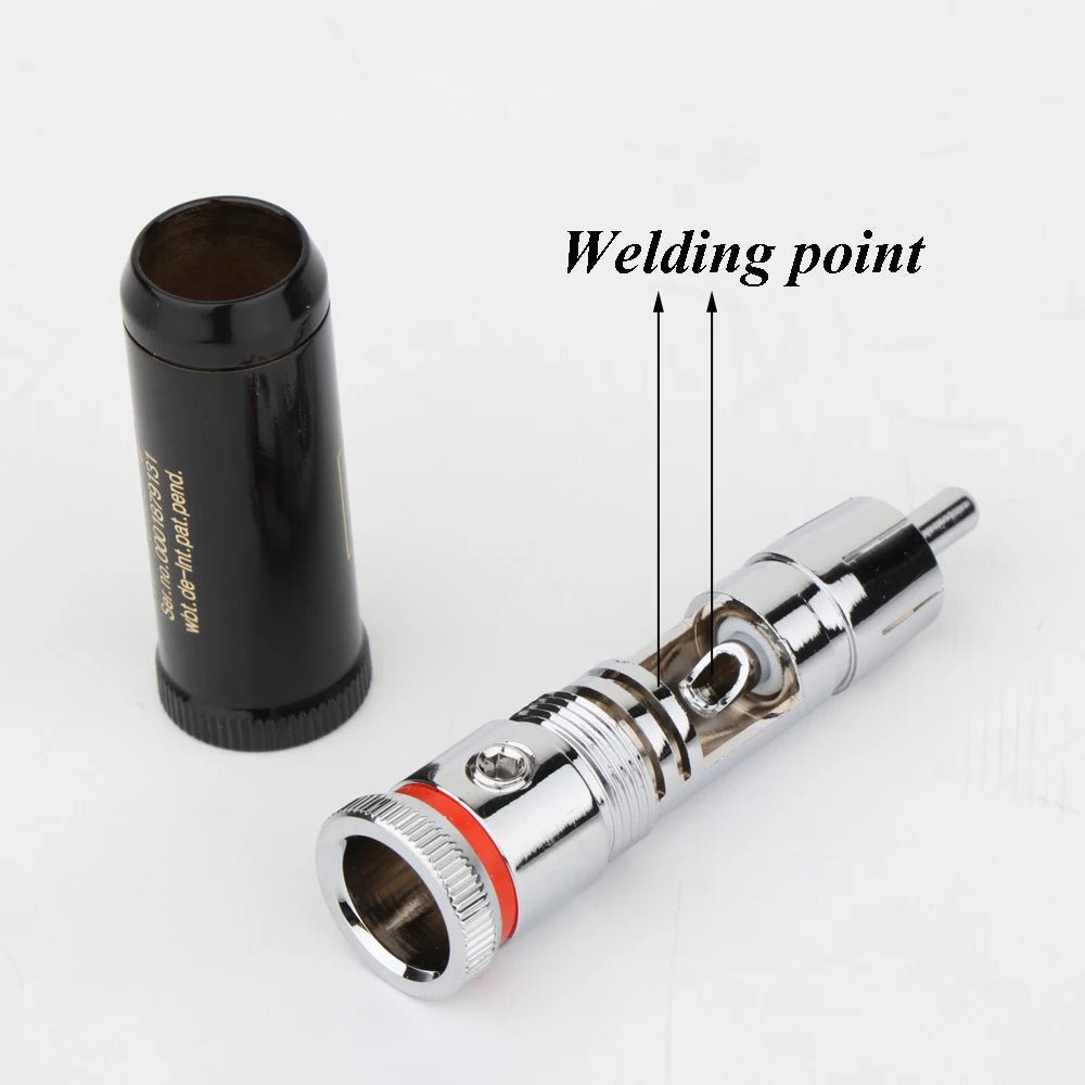 HIFI 4Pcs 0102Ag Gold/Rhodium plated rca plug for audio signal cable rca connector audio terminal RCA head - Chic Cart