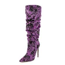 2025 women's new towel velvet high-heeled long boots for autumn winter pointed thick heels fashion boots over the knee long boot - Chic Cart 