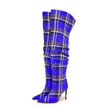 2025 women's new towel velvet high-heeled long boots for autumn winter pointed thick heels fashion boots over the knee long boot - Chic Cart 