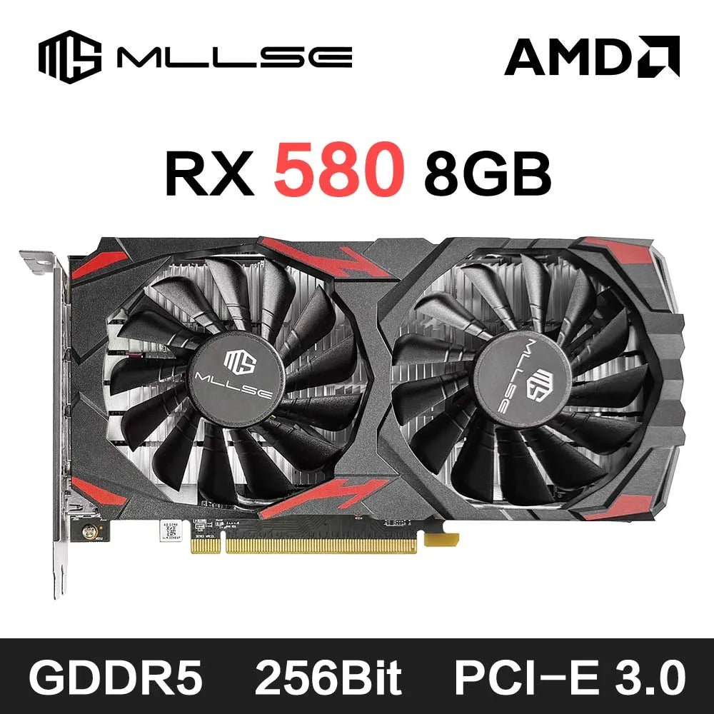 MLLSE AMD RX 580 8GB 2048SP Gaming Graphics Card GDDR5 256Bit PCI - E 3.0 ×16 8Pin Radeon GPU Rx 580 Video Card Placa De Video - Chic Cart