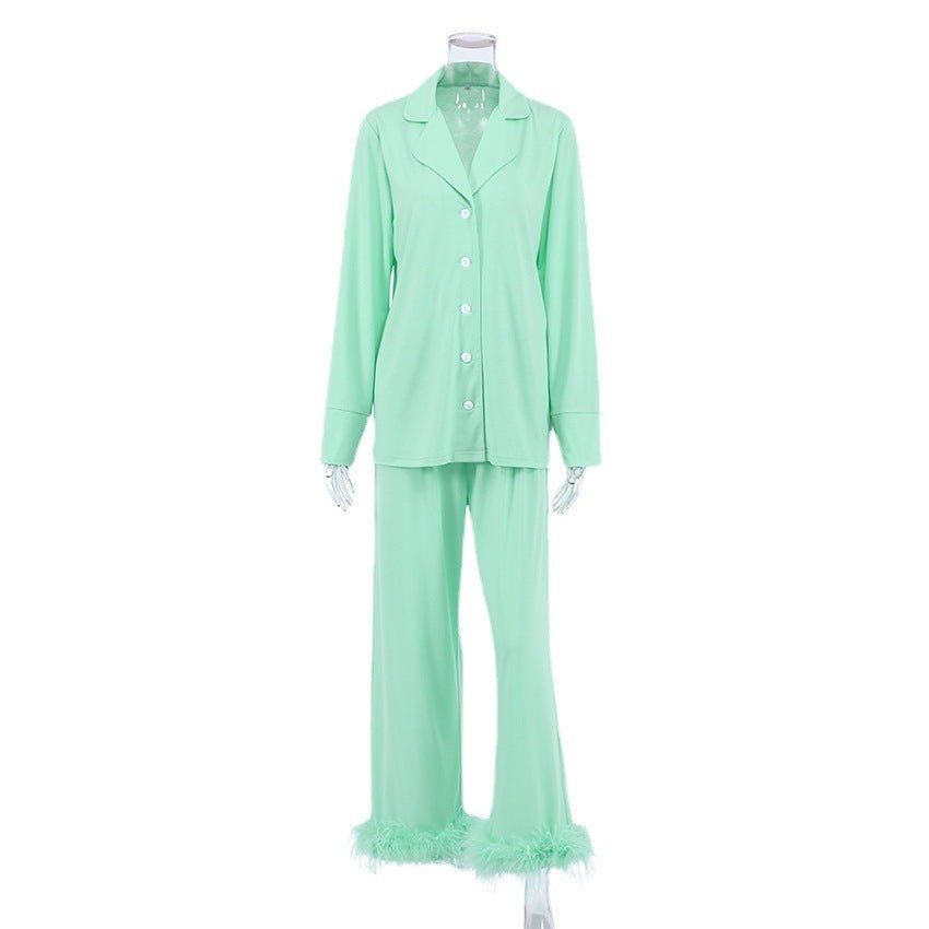 Fashion Casual Set Green Women's Clothing Thin Two - piece Suit - Chic Cart