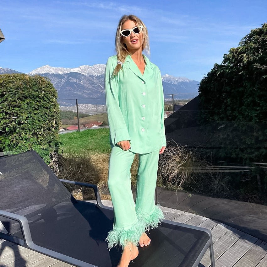 Fashion Casual Set Green Women's Clothing Thin Two - piece Suit - Chic Cart
