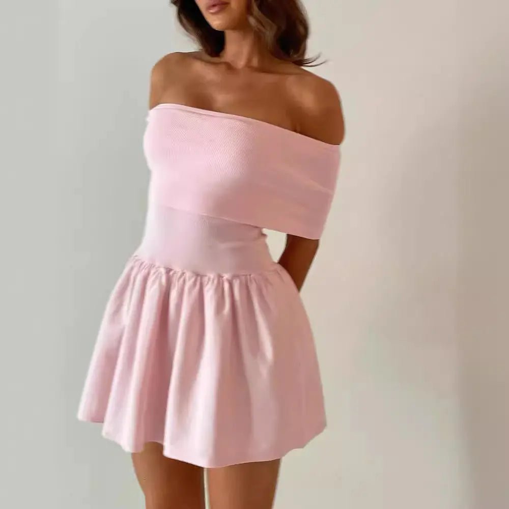 European And American Style Beach Holiday Sexy Dress Knitted Hollow - out Off Collar - Chic Cart