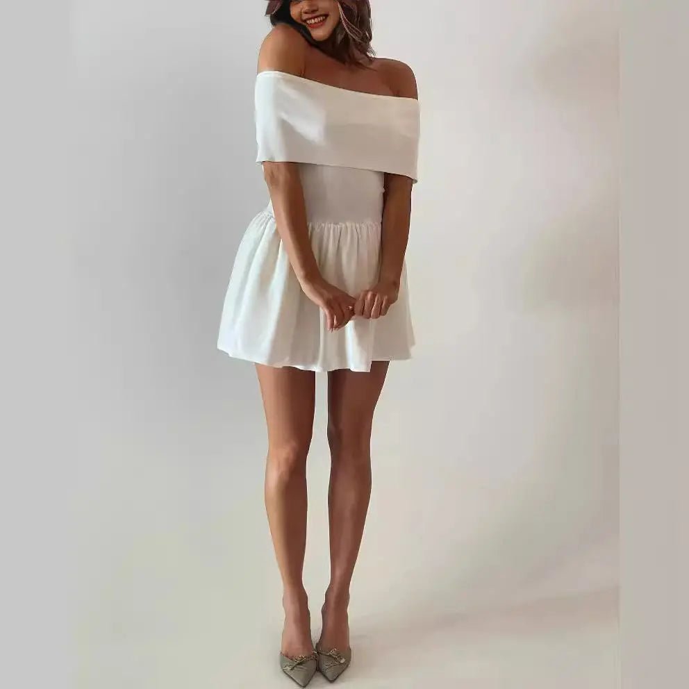 European And American Style Beach Holiday Sexy Dress Knitted Hollow - out Off Collar - Chic Cart