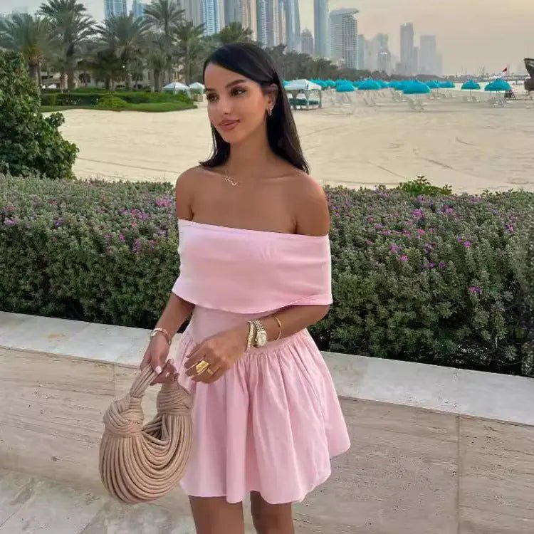 European And American Style Beach Holiday Sexy Dress Knitted Hollow - out Off Collar - Chic Cart