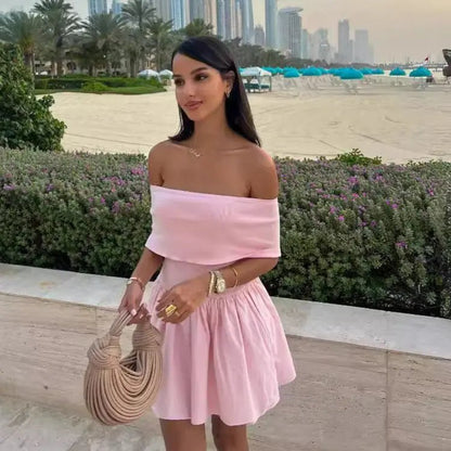 European And American Style Beach Holiday Sexy Dress Knitted Hollow - out Off Collar - Chic Cart