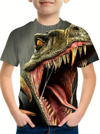 Children's Clothing Boys Tshirt Short Sleeve Child T-Shirt 3D Dinosaur Print Casual Kids Summer Clothes Girls Clothes Tops Tee - Chic Cart