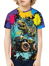 Children's Clothing Boys Tshirt Short Sleeve Child T-Shirt 3D Dinosaur Print Casual Kids Summer Clothes Girls Clothes Tops Tee - Chic Cart