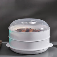 Double Plastic Steamer Microwave Oven Round Steamer With Lid Cookware Steamer Household Steamed Buns Kitchen Cooking Tools - Chic Cart