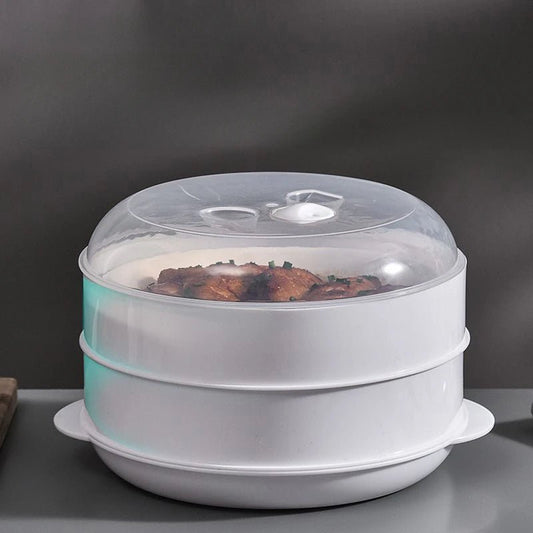 Double Plastic Steamer Microwave Oven Round Steamer With Lid Cookware Steamer Household Steamed Buns Kitchen Cooking Tools - Chic Cart