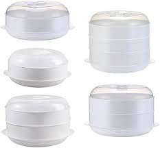 Double Plastic Steamer Microwave Oven Round Steamer With Lid Cookware Steamer Household Steamed Buns Kitchen Cooking Tools - Chic Cart 