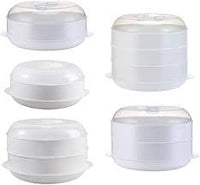Double Plastic Steamer Microwave Oven Round Steamer With Lid Cookware Steamer Household Steamed Buns Kitchen Cooking Tools - Chic Cart 