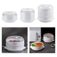 Double Plastic Steamer Microwave Oven Round Steamer With Lid Cookware Steamer Household Steamed Buns Kitchen Cooking Tools - Chic Cart 
