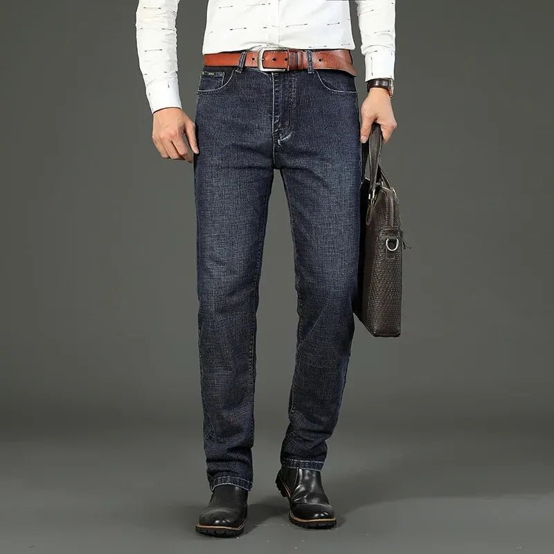 Wthinlee New Business Men's Jeans Casual Straight Stretch Fashion Classic Blue Black Work Denim Trousers Male Brand Clothing - Chic Cart
