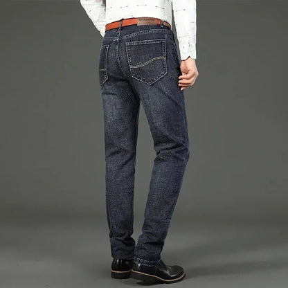 Wthinlee New Business Men's Jeans Casual Straight Stretch Fashion Classic Blue Black Work Denim Trousers Male Brand Clothing - Chic Cart