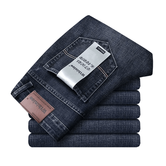 Wthinlee New Business Men's Jeans Casual Straight Stretch Fashion Classic Blue Black Work Denim Trousers Male Brand Clothing - Chic Cart