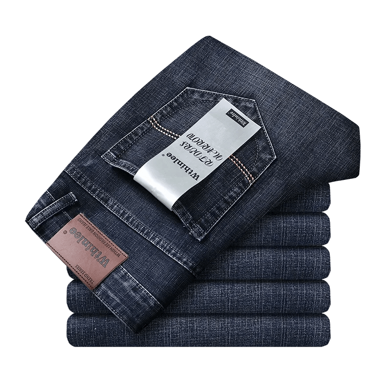 Wthinlee New Business Men's Jeans Casual Straight Stretch Fashion Classic Blue Black Work Denim Trousers Male Brand Clothing - Chic Cart