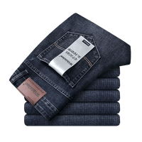Wthinlee New Business Men's Jeans Casual Straight Stretch Fashion Classic Blue Black Work Denim Trousers Male Brand Clothing - Chic Cart