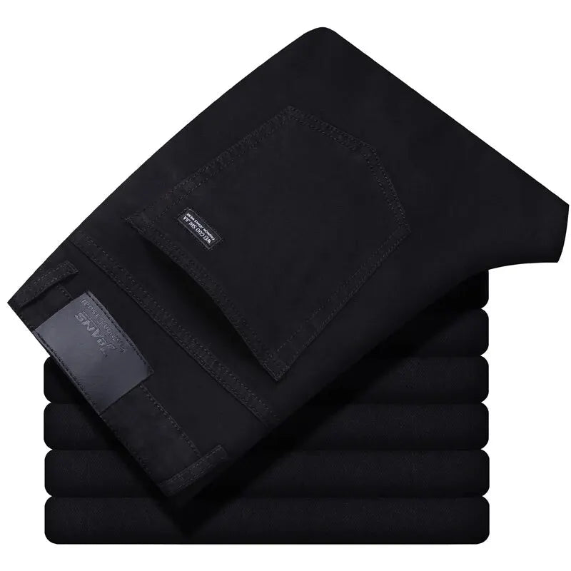 Wthinlee New Business Men's Jeans Casual Straight Stretch Fashion Classic Blue Black Work Denim Trousers Male Brand Clothing - Chic Cart