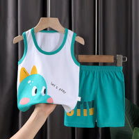 2PCS Children Clothing Vest Suit Children's Sets Summer Cotton T-Shirts Shorts Boys Girls Sleeveless Kids Clothes for baby - Chic Cart