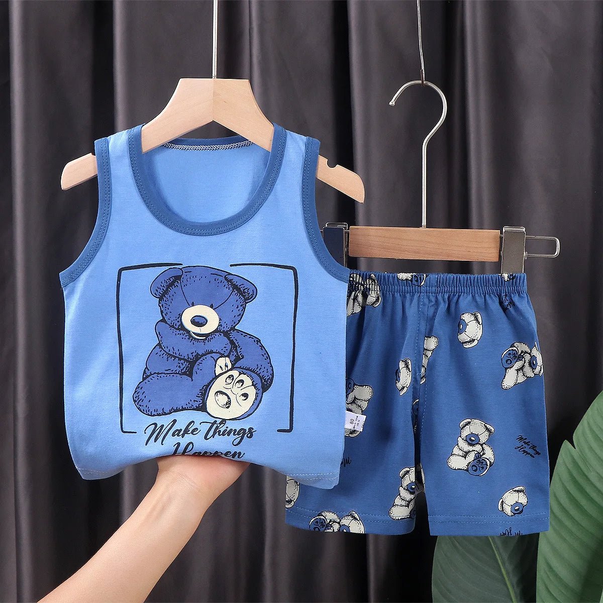2PCS Children Clothing Vest Suit Children's Sets Summer Cotton T-Shirts Shorts Boys Girls Sleeveless Kids Clothes for baby - Chic Cart