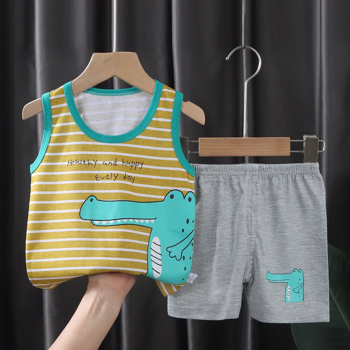 2PCS Children Clothing Vest Suit Children's Sets Summer Cotton T-Shirts Shorts Boys Girls Sleeveless Kids Clothes for baby - Chic Cart