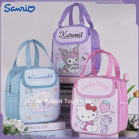 Sanrio Insulated Lunch Bag Hello Kitty Kuromi Cinnamoroll Printed Canvas Bento Bag Reusable Zipper Closure Handy Bag Kid Gifts - Chic Cart