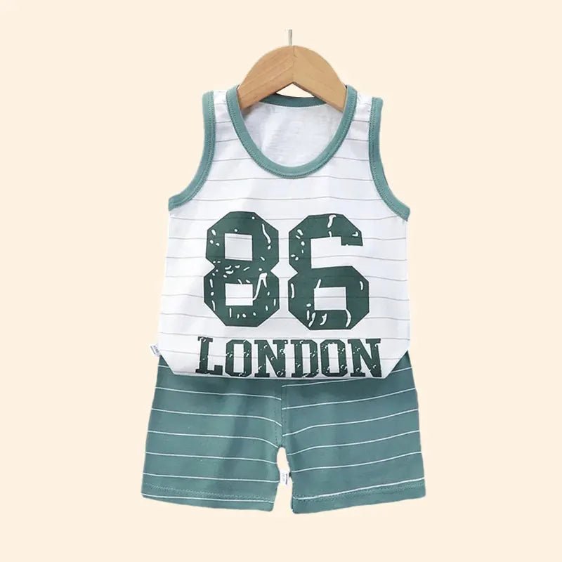 Children Sets Kids Clothes Boys Girls Vest Suit Summer Children's Clothing baby Cotton T-Shirts Shorts Tank Top Sleeveless - Chic Cart