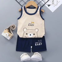 Children Sets Kids Clothes Boys Girls Vest Suit Summer Children's Clothing baby Cotton T-Shirts Shorts Tank Top Sleeveless - Chic Cart