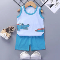 Children Sets Kids Clothes Boys Girls Vest Suit Summer Children's Clothing baby Cotton T-Shirts Shorts Tank Top Sleeveless - Chic Cart