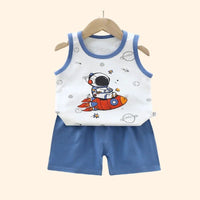 Children Sets Kids Clothes Boys Girls Vest Suit Summer Children's Clothing baby Cotton T-Shirts Shorts Tank Top Sleeveless - Chic Cart