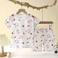 Children's Clothing Summer Short Sleeve Home Sleepwear Children Sets Kids Clothes Boy Girl T-shirt shorts Cotton Suit Baby - Chic Cart