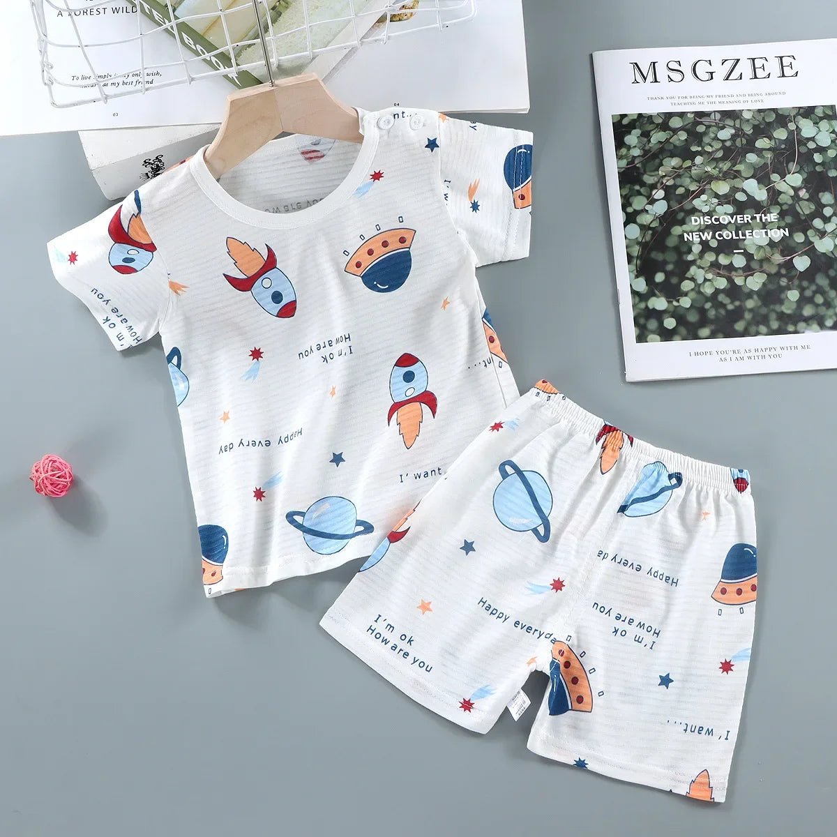 Children's Clothing Summer Short Sleeve Home Sleepwear Children Sets Kids Clothes Boy Girl T-shirt shorts Cotton Suit Baby - Chic Cart