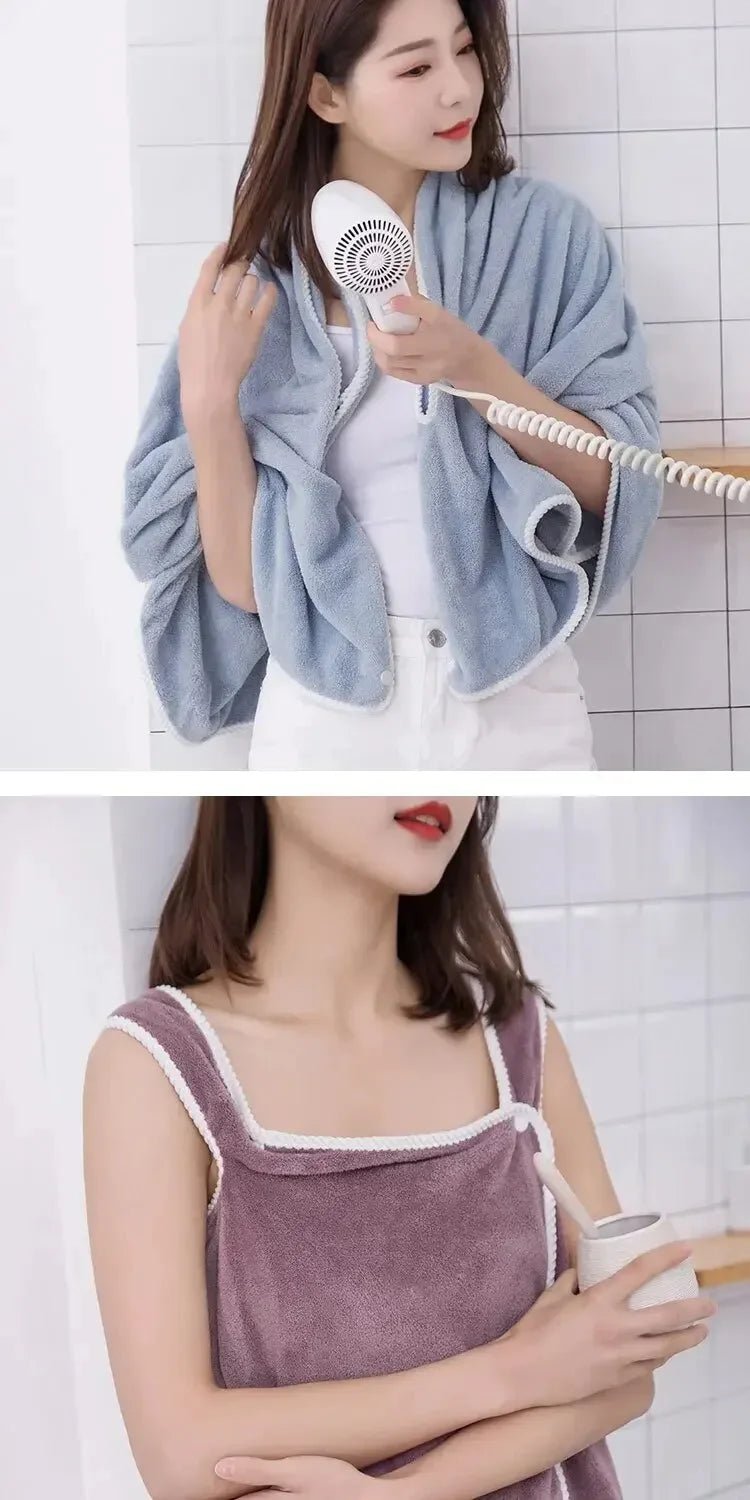 Womens Bath Towels Girls Wearable 140*85Cm Fast Drying Bathing Beach Spa Bathrobes Wash Clothing, Shower Bath And Gym Towel - Chic Cart