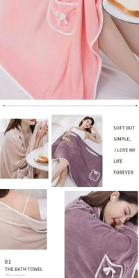 Womens Bath Towels Girls Wearable 140*85Cm Fast Drying Bathing Beach Spa Bathrobes Wash Clothing, Shower Bath And Gym Towel - Chic Cart