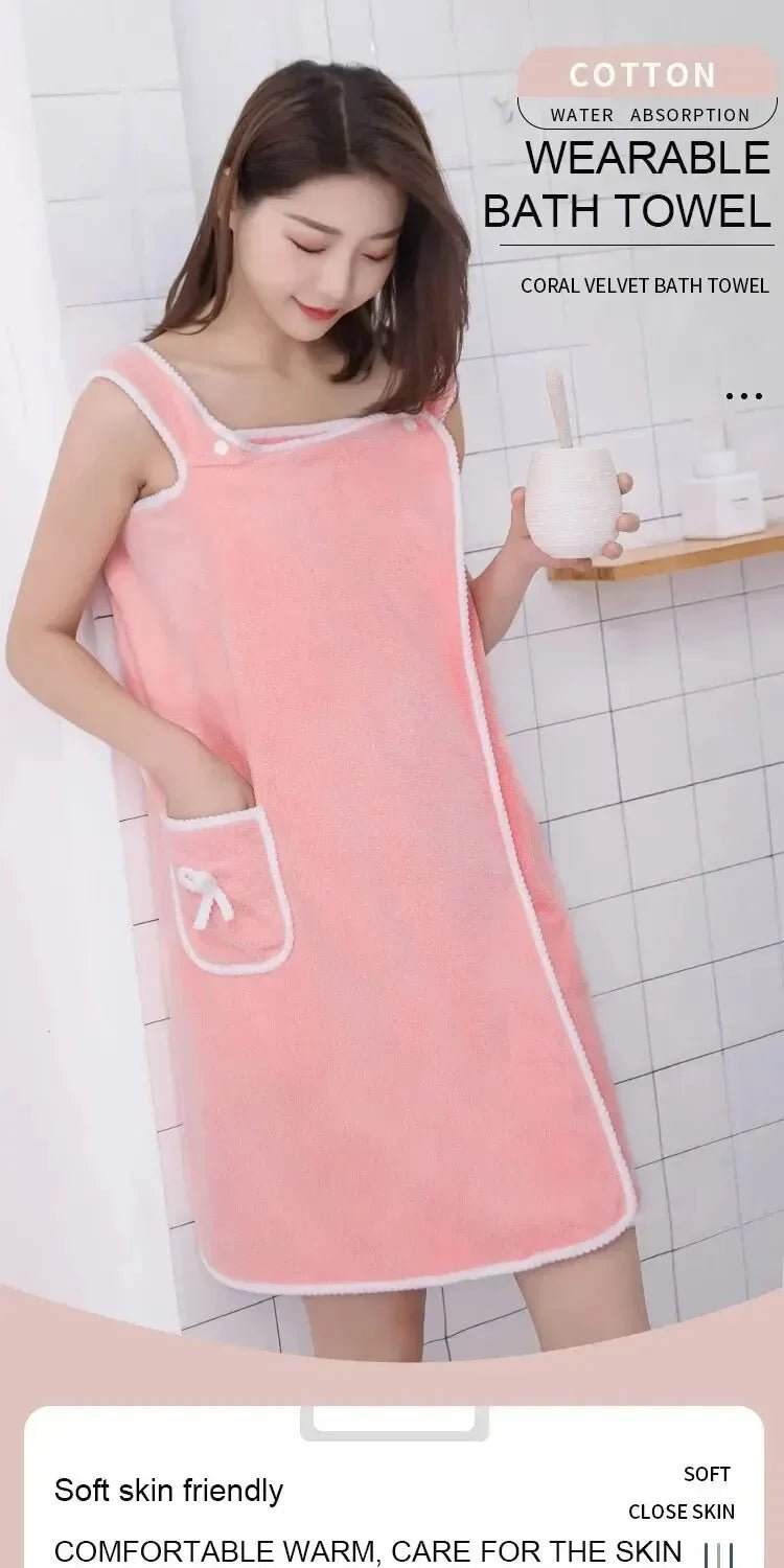 Womens Bath Towels Girls Wearable 140*85Cm Fast Drying Bathing Beach Spa Bathrobes Wash Clothing, Shower Bath And Gym Towel - Chic Cart